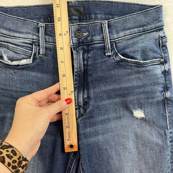Mother Sz 28 Jeans The Mid Rise Dazzler Ankle Fray Weekend Warrior Women Stretch - Picture 14 of 16